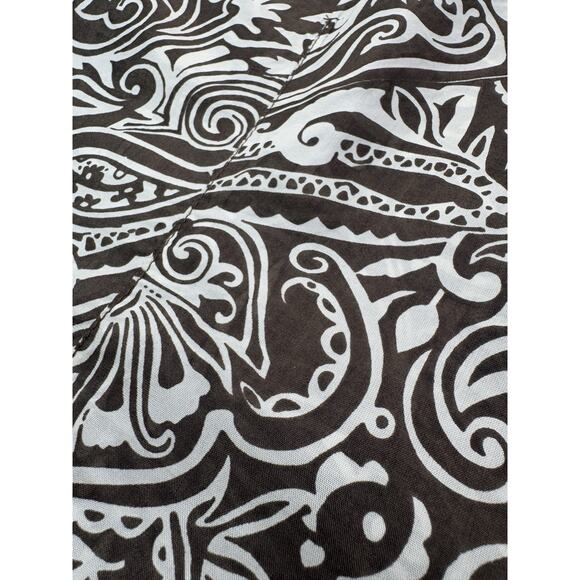 CHICOS Shirt Womens Silk Button Up Top Size 2 Large Brown Cream Resort Tribal - Picture 11 of 14